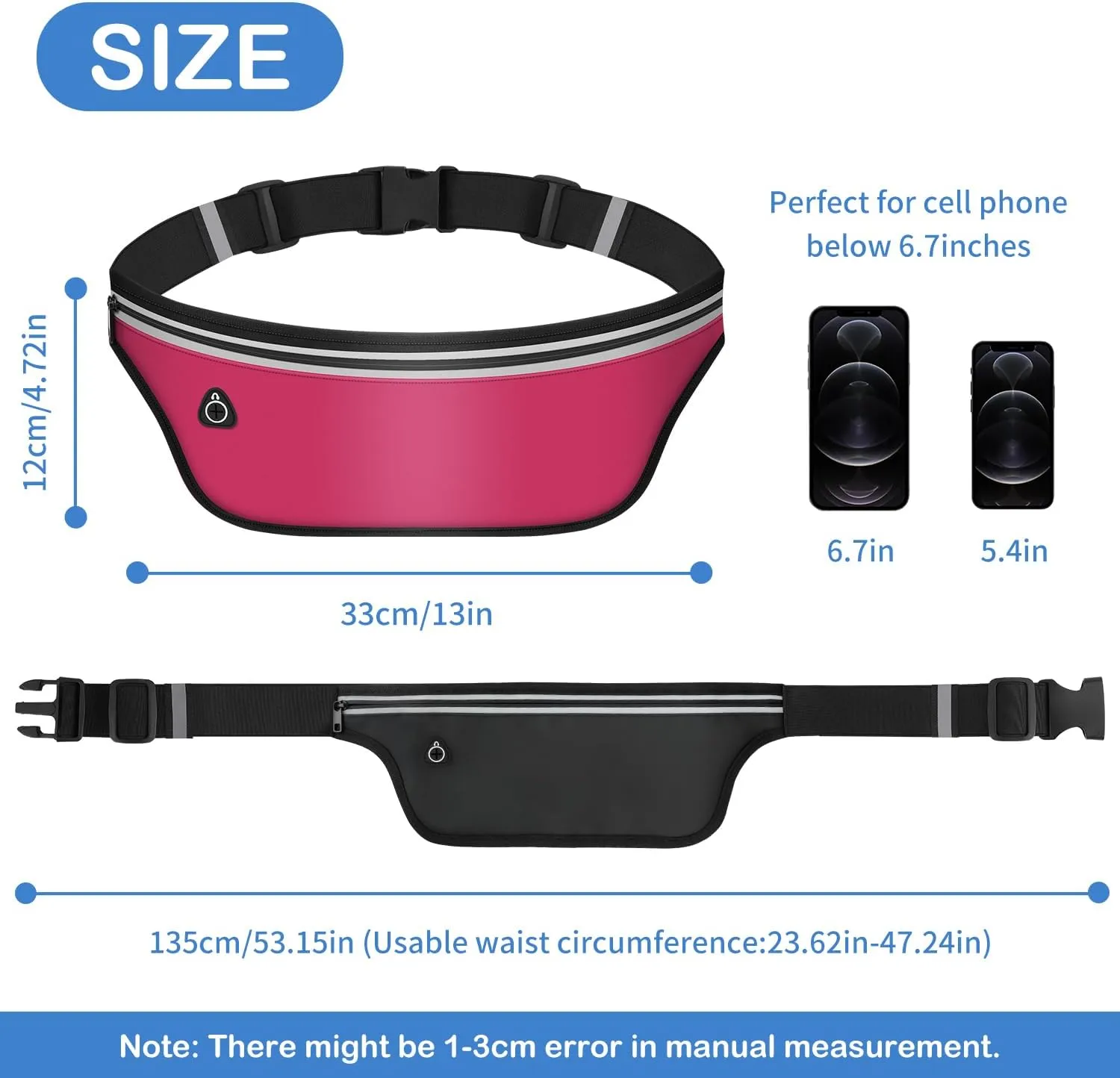 UltraSlim Fanny Packs for Women Men Slim Running Belt Waist Pack Runners Bag Waterproof Money Belt (Pink)