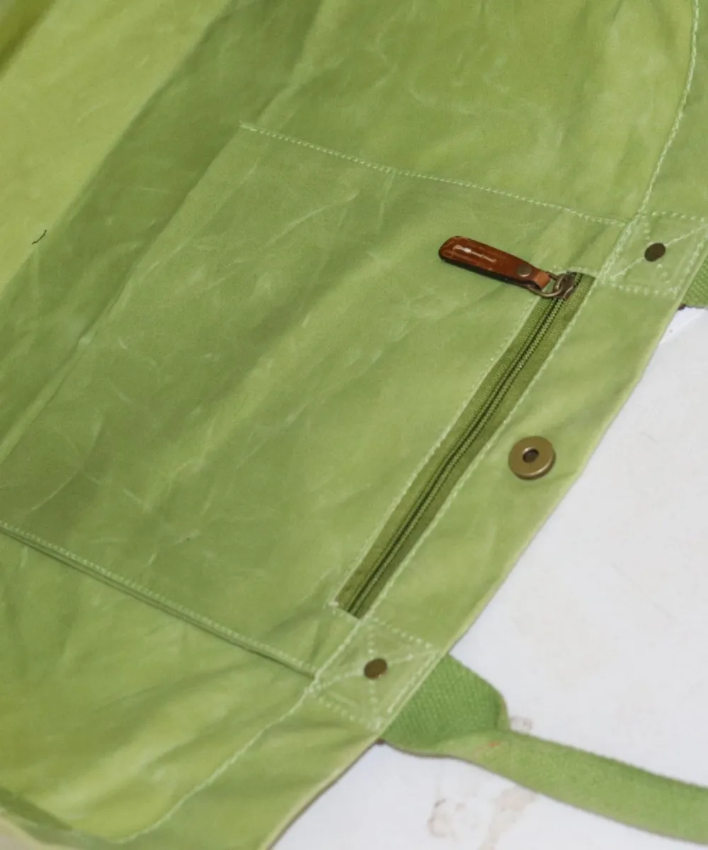 Vintage Letter Green Lime Tote