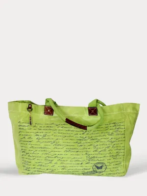 Vintage Letter Green Lime Tote