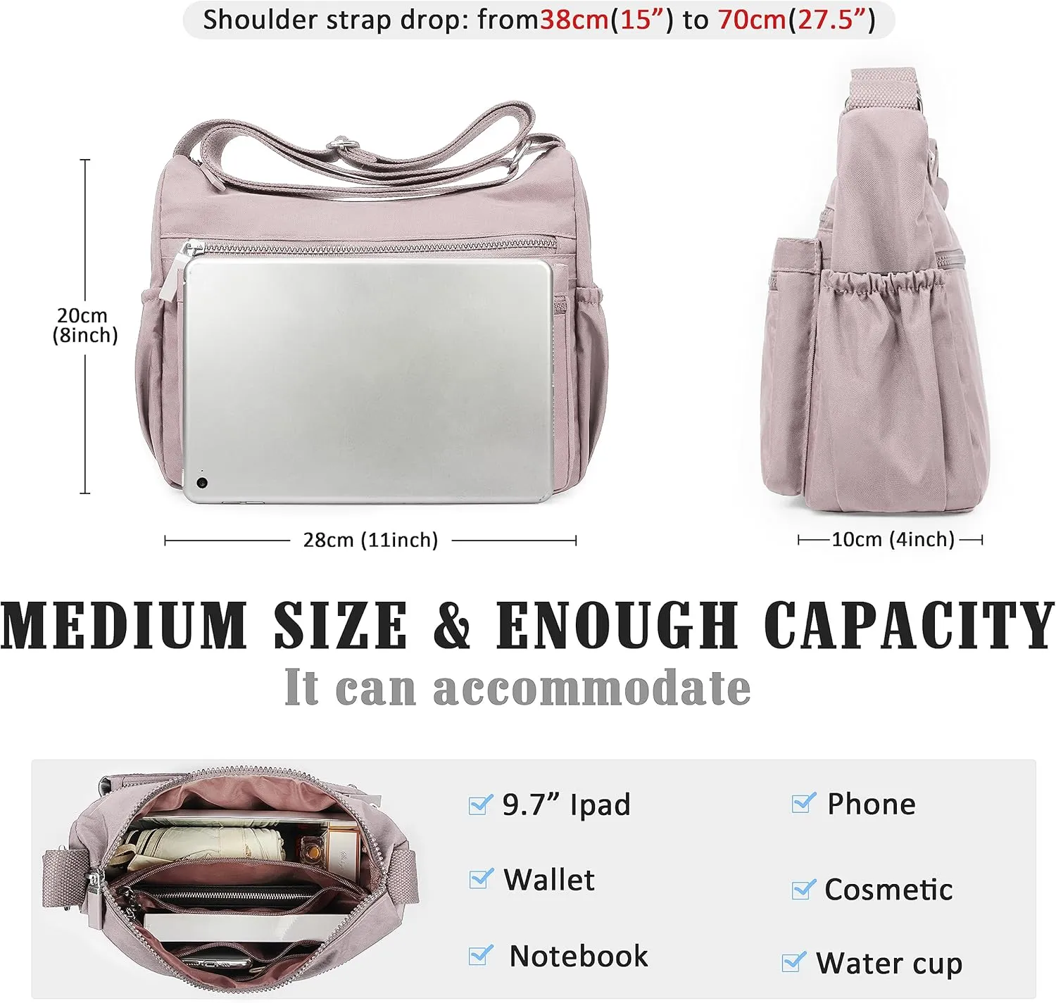 VOLGANIK ROCK Crossbody Bags for Women with RFID Pocket Anti Theft Handbag Water Resistant Shoulder Bags Travel Purse
