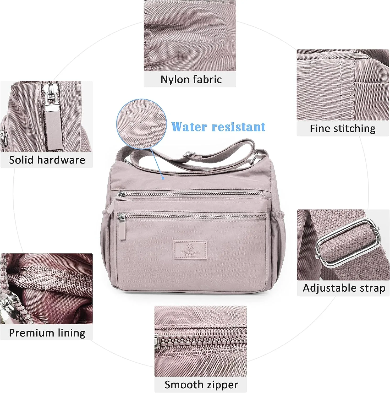 VOLGANIK ROCK Crossbody Bags for Women with RFID Pocket Anti Theft Handbag Water Resistant Shoulder Bags Travel Purse