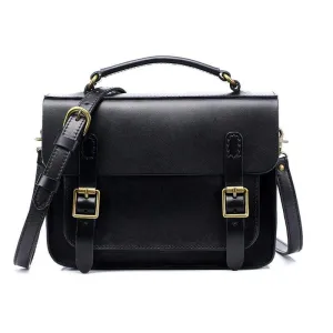 Women's Vintage Pure Color Cowhide Cambridge Satchels